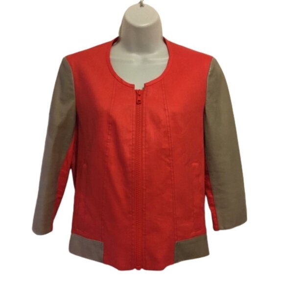 𝅺HELMUT Lang Red Tan Lambskin Linen-twill Bomber - Picture 2 of 11